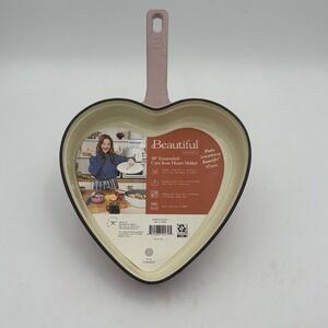Beautiful 10" Enameled Cast Iron Heart Skillet, Pink Champagne by Drew Barrymore